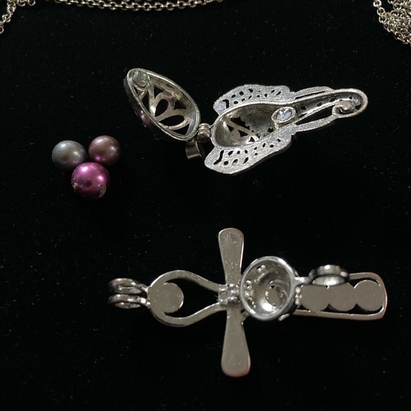 4 pc set plus 6 pearls Ankh Chakra, Lucky Elephant with 2x20” 925 Silver Chains - Picture 9 of 16